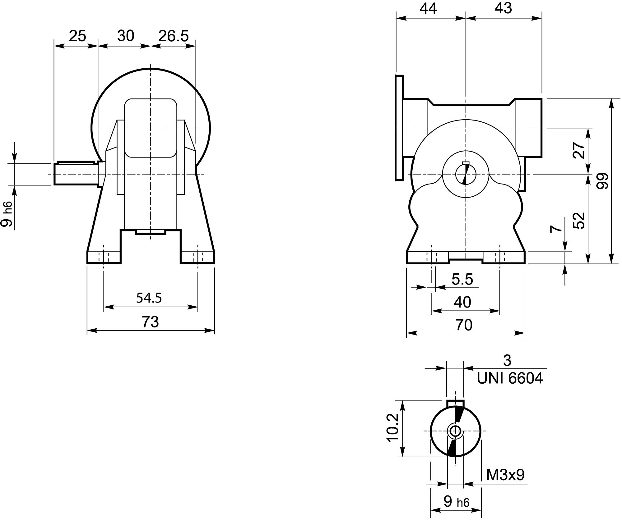 Maatschets Bonfiglioli Riduttori VF-serie wormwielkast type VF027 bouwvorm A met motoraanbouwflens P27/B5