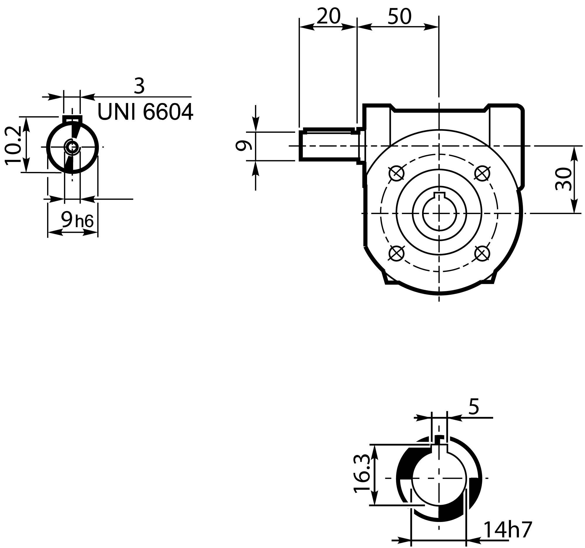 Maatschets Bonfiglioli Riduttori VF-serie wormwielkast type VF030 bouwvorm F met massief ingaande as HS