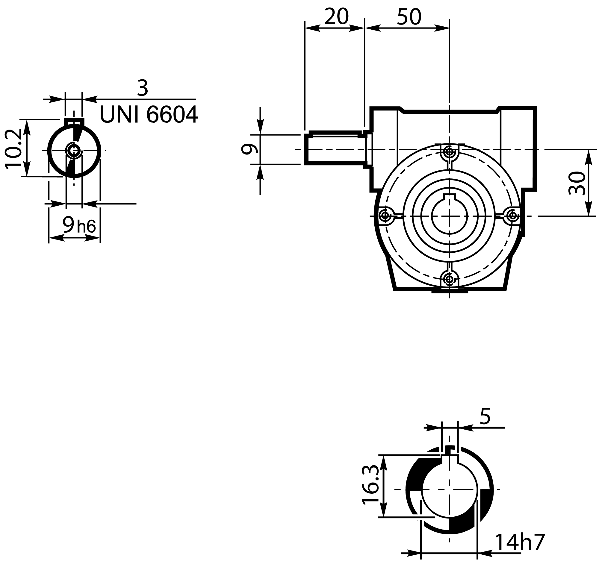 Maatschets Bonfiglioli Riduttori VF-serie wormwielkast type VF030 bouwvorm P met massief ingaande as HS