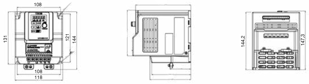 Maatschets Bonfiglioli Vectron S2U-serie bouwgrootte 2