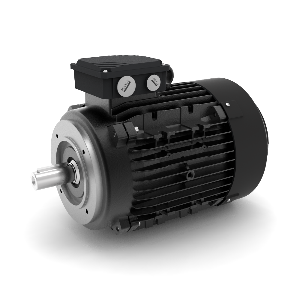 AEG-Lafert AMPE-serie aluminium draaistroommotor IE3 bouwvorm B14a schuin voor aanzicht