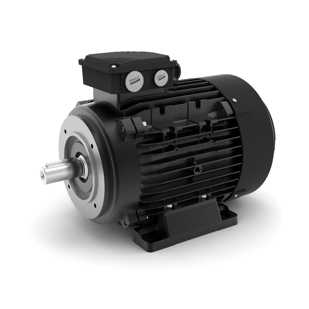 AEG-Lafert AMPE-serie aluminium draaistroommotor IE3 bouwvorm B3/B14a schuin voor aanzicht