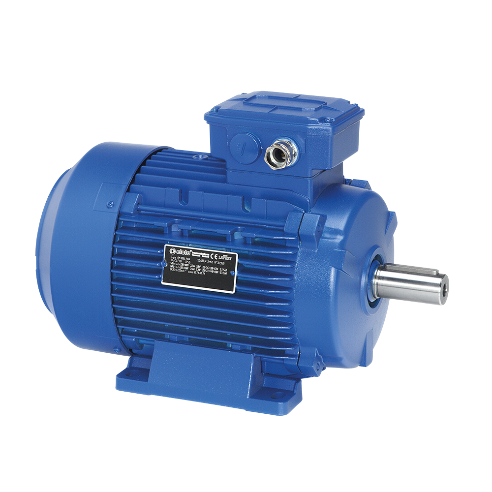 AEG Lafert serie AM draaistroommotor bouwvorm B3 voet kleur blauw