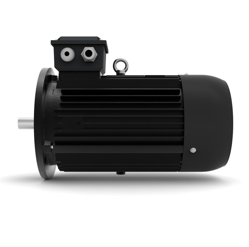 ELSTO YE3-serie gietijzeren draaistroommotor IE3 bouwvorm B5 rechter aanzicht