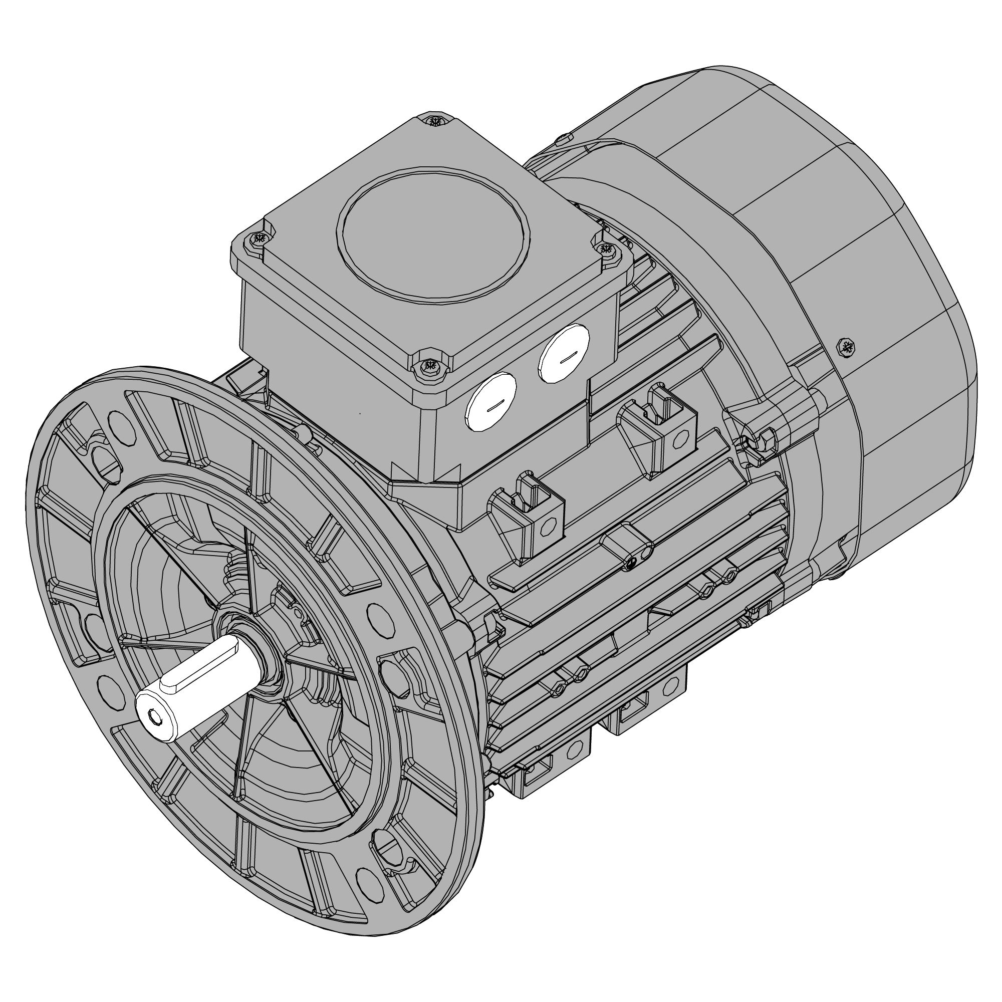 Afbeelding ELSTO aluminium draaistroommotor grijs ExH-serie IEC 80 bouwvorm flens B5