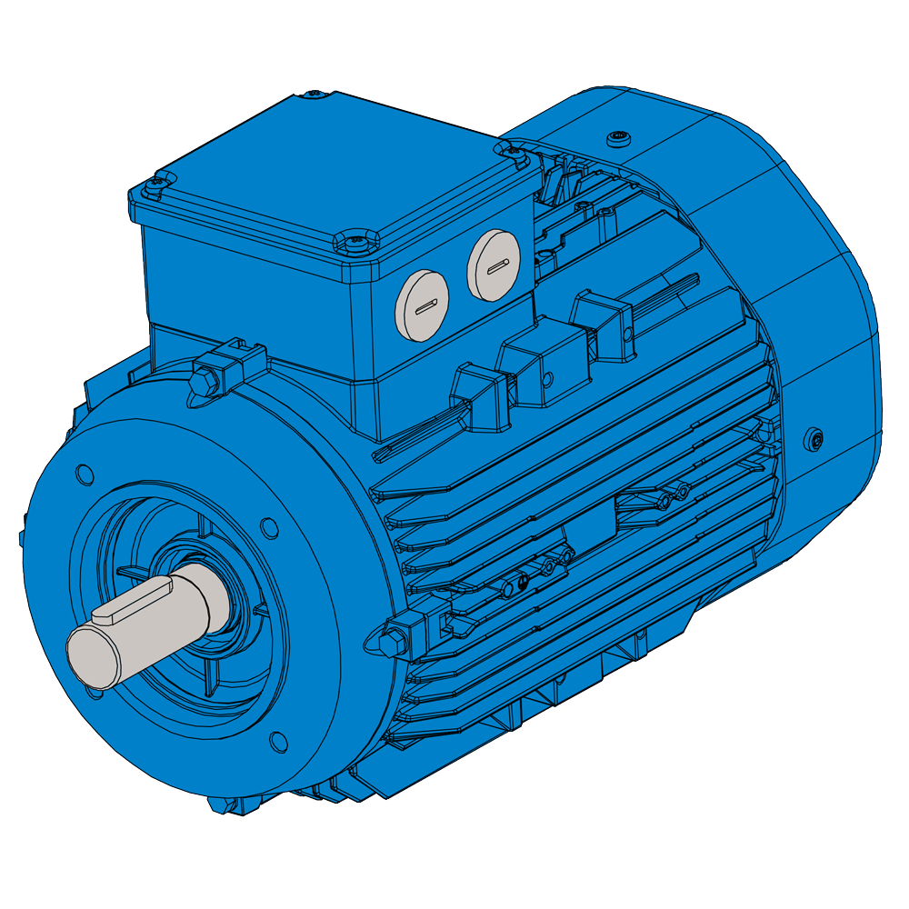 Afbeelding ELSTO aluminium draaistroommotor ExH-serie IEC 090L bouwvorm flens B14a