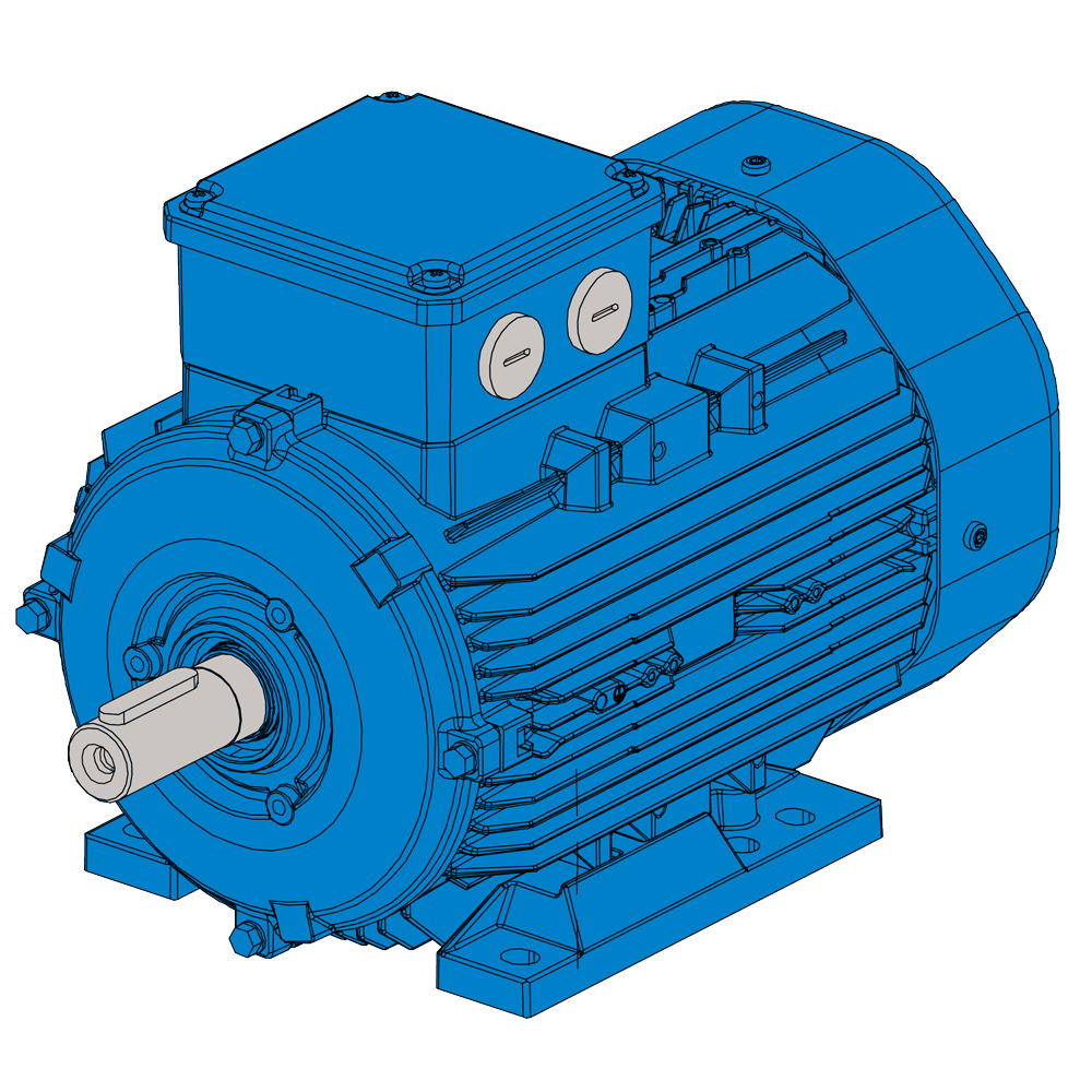 Afbeelding ELSTO aluminium draaistroommotor ExH-serie IEC 090L bouwvorm voet B3