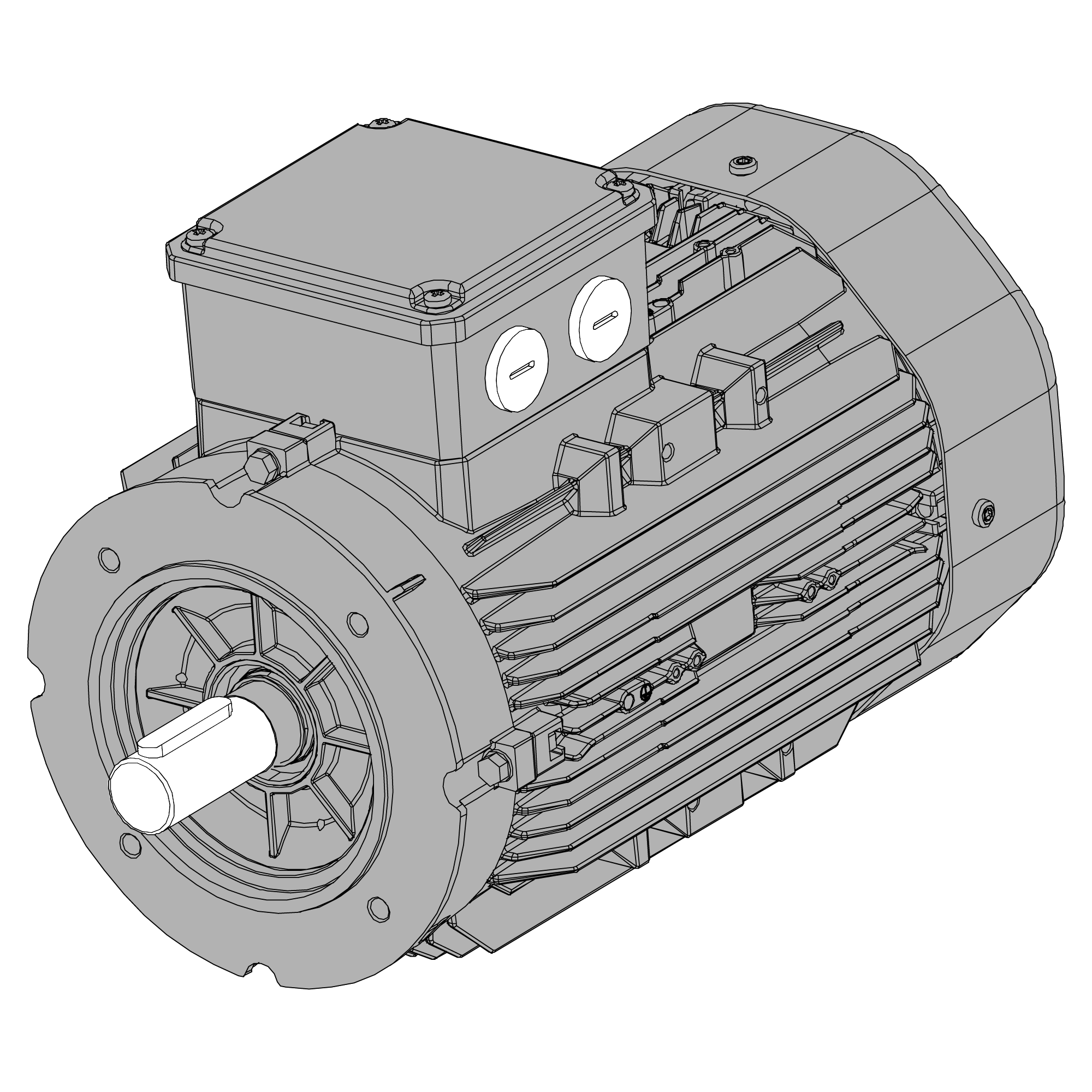 Afbeelding ELSTO aluminium draaistroommotor grijs ExH-serie IEC 090L bouwvorm flens B14b