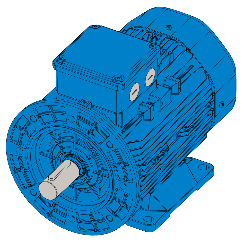 Afbeelding ELSTO aluminium draaistroommotor ExH-serie IEC 100L bouwvorm voet B3 flens B14b