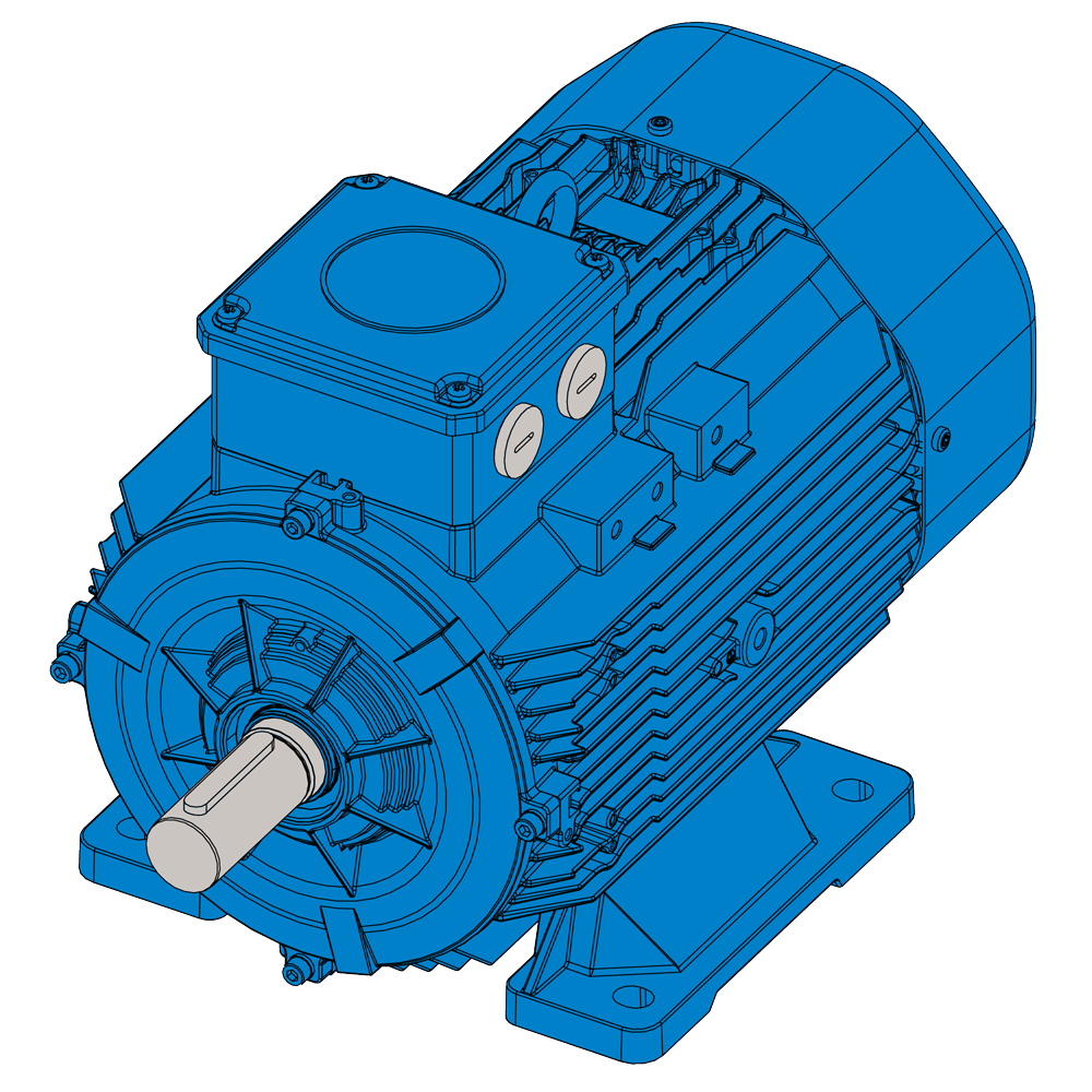 Afbeelding ELSTO aluminium draaistroommotor ExH-serie IEC 112M bouwvorm voet B3