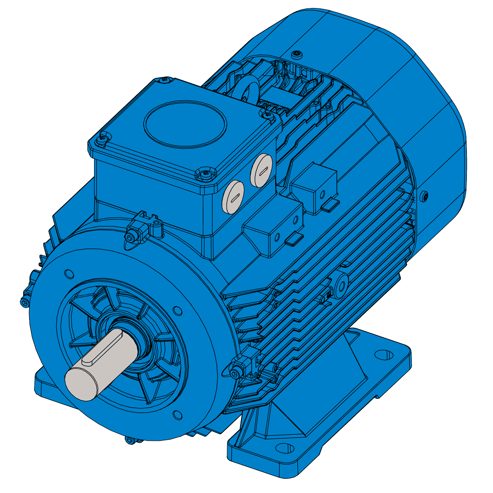 Afbeelding ELSTO aluminium draaistroommotor ExH-serie IEC 112M bouwvorm voet B3 flens B14a