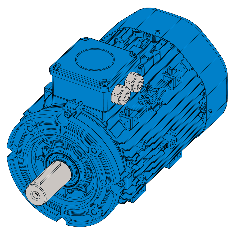 Afbeelding ELSTO aluminium draaistroommotor ExH-serie IEC 132S bouwvorm flens B14a
