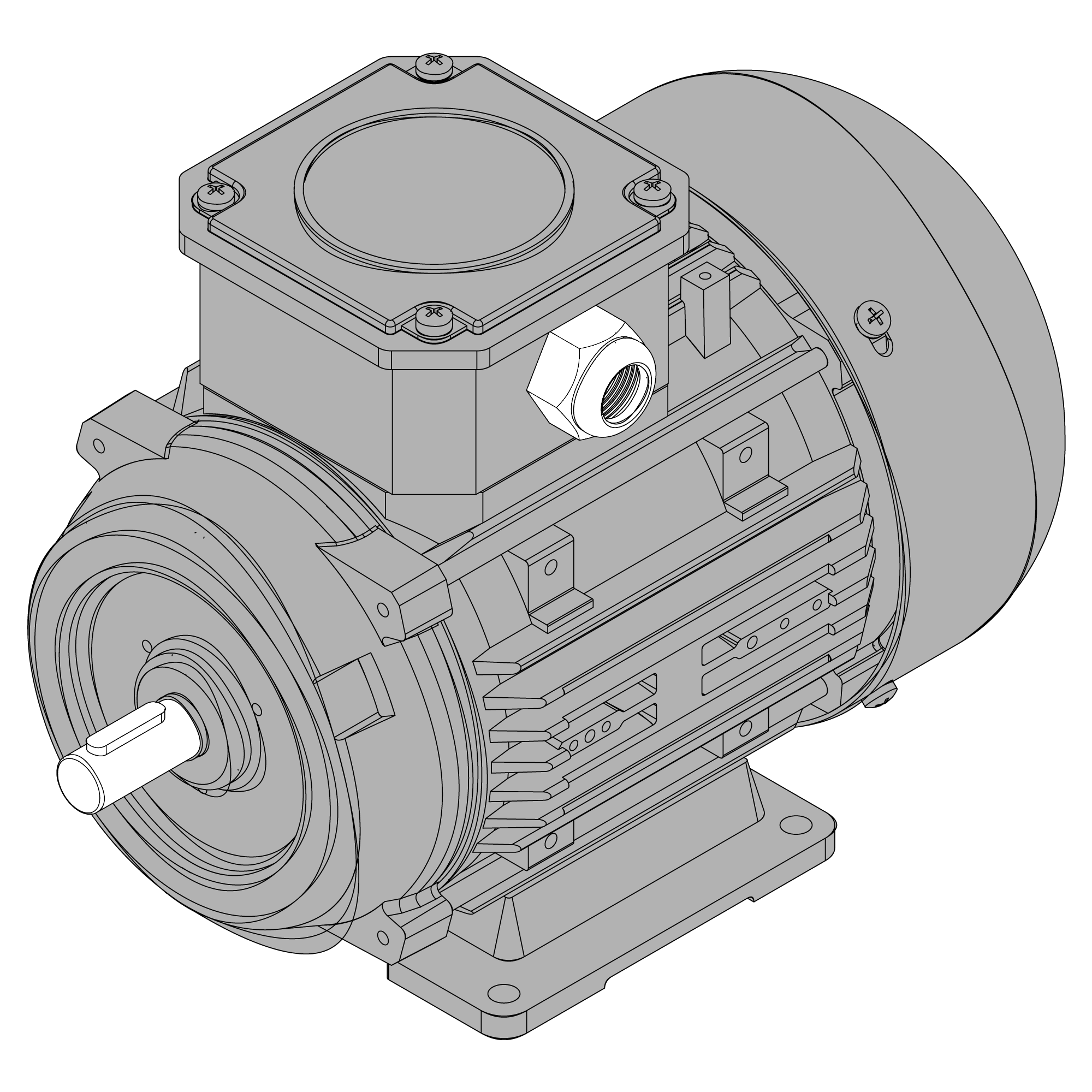 Afbeelding ELSTO aluminium draaistroommotor grijs E1B-serie IEC 71 bouwvorm voet B3